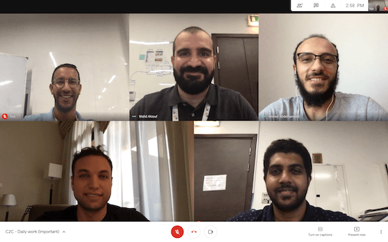 A screenshot of a Google Meet with the members of Seera's Hotels product team.