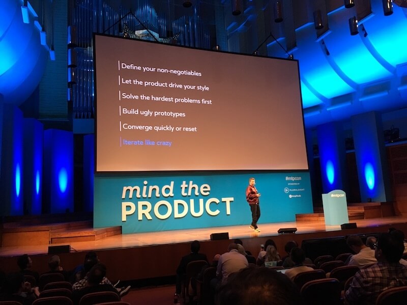 Caitlin's prototyping tips: Define your non-negotiables. Let the product drive your style. Solve the hardest problems first. Build ugly prototypes. Converge quickly or reset. Iterate like crazy.