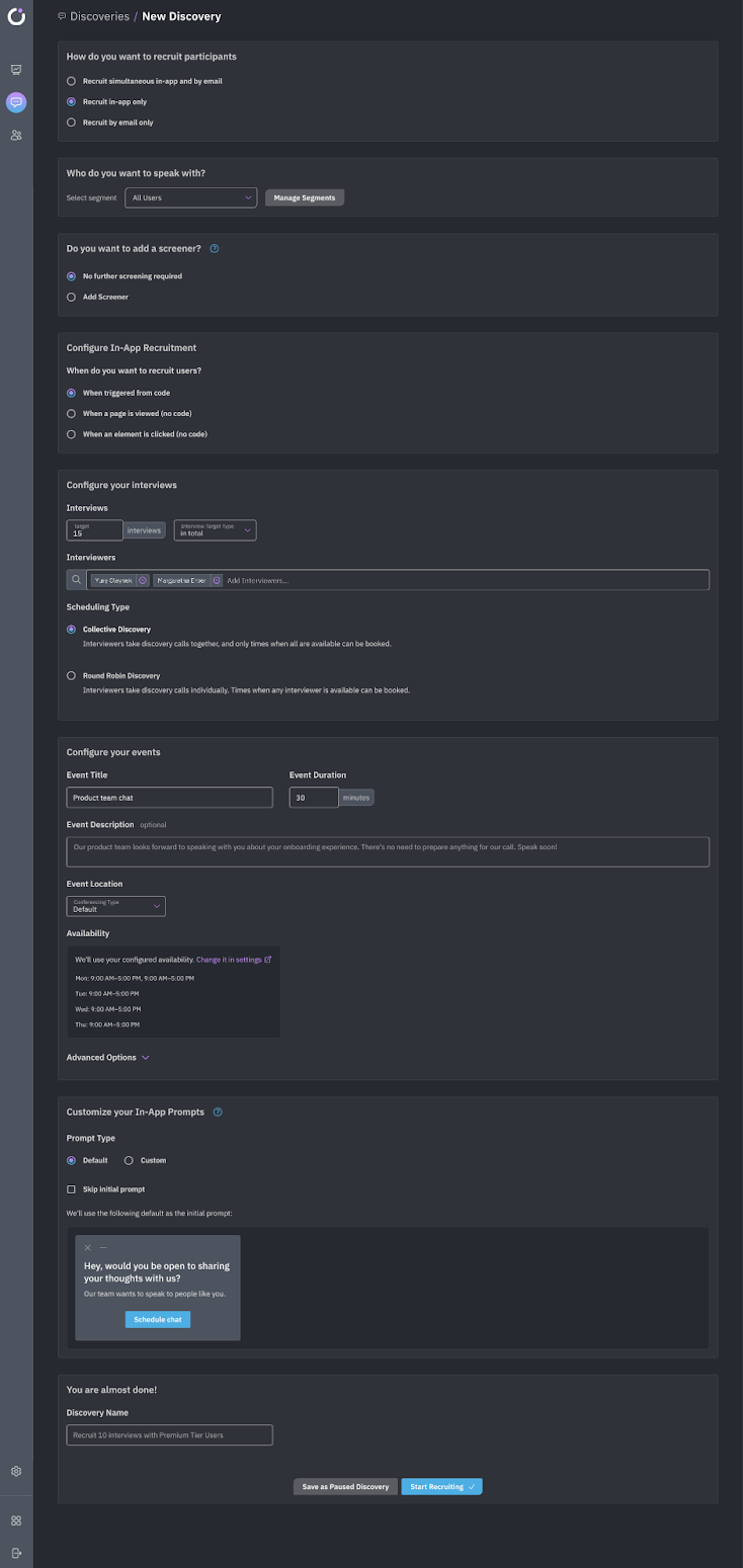A screenshot from the Orbital user interface. There are many different buttons and fields where users can input information.