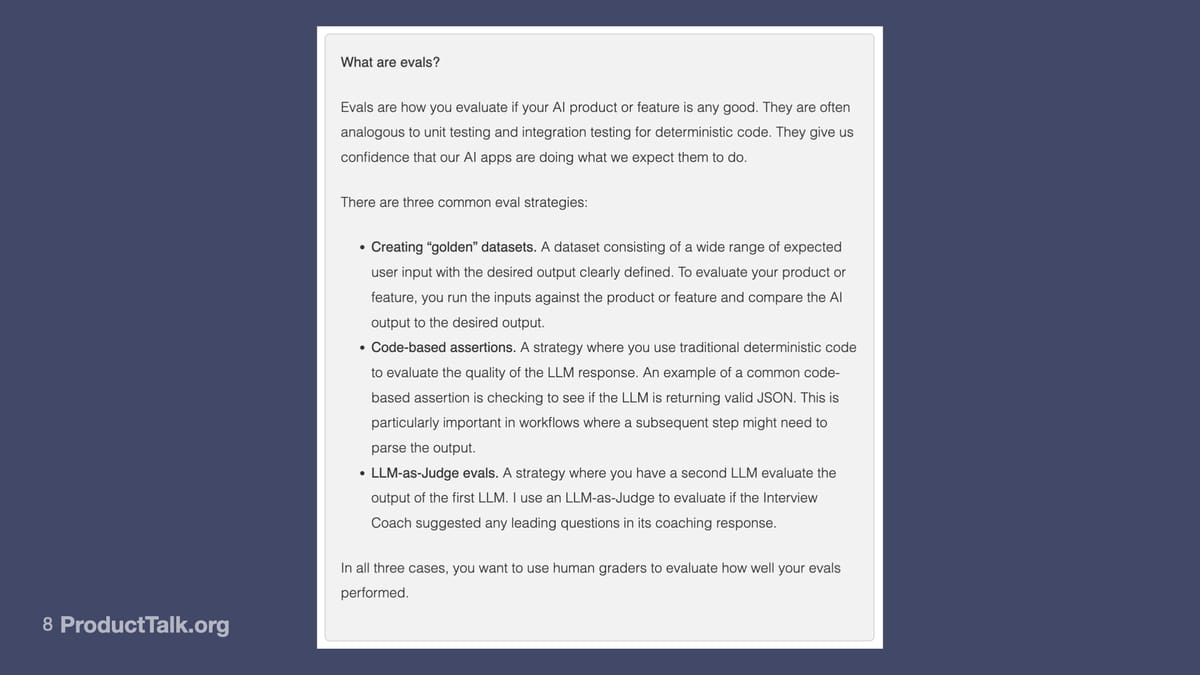How I Designed & Implemented Evals for Product Talk’s Interview Coach