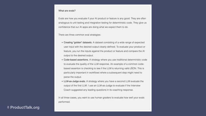How I Designed & Implemented Evals for Product Talk’s Interview Coach