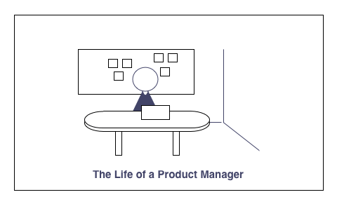 A product manager sits at a table with a laptop and a whiteboard behind her.