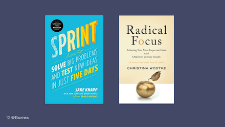 Book covers: Sprint by Jake Knapp and Radical Focus by Christina Wodtke