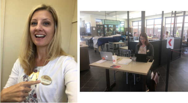 Photos of Jennifer Atkins and Amy O’Callaghan working at Chick-fil-A.