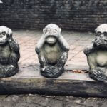 The hear no evil, see no evil, speak no evil monkey statues