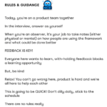 A screenshot of a short list of rules and guidance for the ProductPlay session.